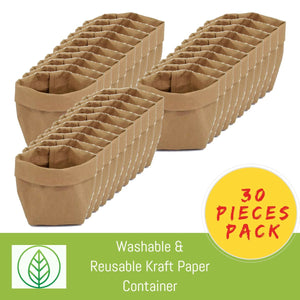 KB001-S4-30-Washable & Reusable Kraft Paper Container - Plain Colors-Bag-ecofans-30-Grey-10*10*22cm-S