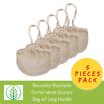 Load image into Gallery viewer, KB054-B-05-Reusable-Washable Cotton Mesh Grocery Bag w/ Long Handle-Bag-ecofans-5-Black-