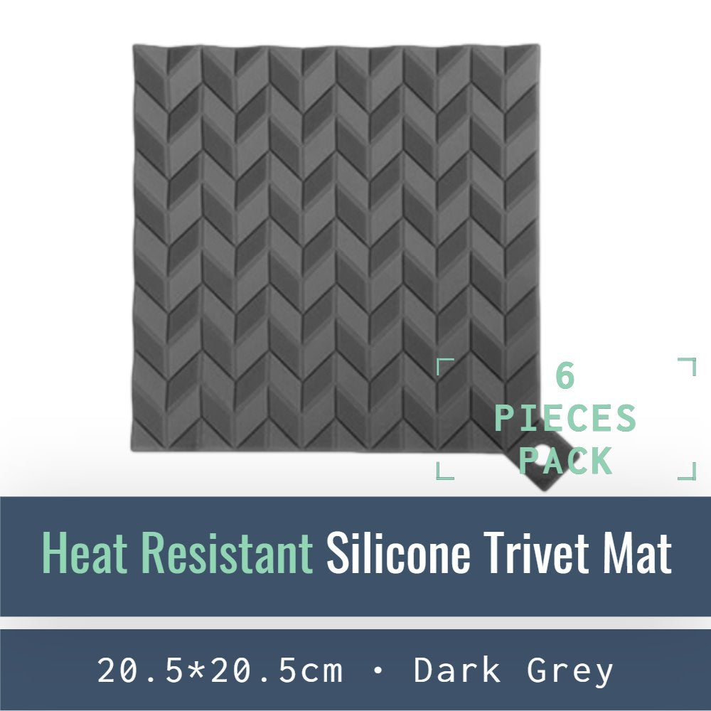 KM001-DS-06-Heat-Resistant Silicone Trivet Mats-Mat-ecofans-6-Dark Grey-