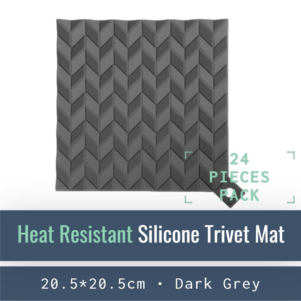 KM001-DS-24-Heat-Resistant Silicone Trivet Mats-Mat-ecofans-24-Dark Grey-