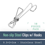 Load image into Gallery viewer, HH001-V-10-Non-Slip Stainless Steel Clips with Hanging Hooks--ecofans-10-Silver-