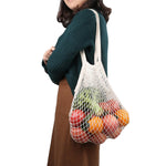 Load image into Gallery viewer, -Reusable-Washable Cotton Mesh Grocery Bag w/ Long Handle-Bag-ecofans---