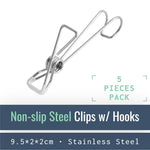Chargez l'image dans la visionneuse de la galerie, HH001-V-05-Non-Slip Stainless Steel Clips with Hanging Hooks--ecofans-5-Silver-
