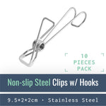 Chargez l'image dans la visionneuse de la galerie, HH001-V-10-Non-Slip Stainless Steel Clips with Hanging Hooks--ecofans-10-Silver-
