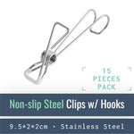 Chargez l'image dans la visionneuse de la galerie, HH001-V-15-Non-Slip Stainless Steel Clips with Hanging Hooks--ecofans-15-Silver-
