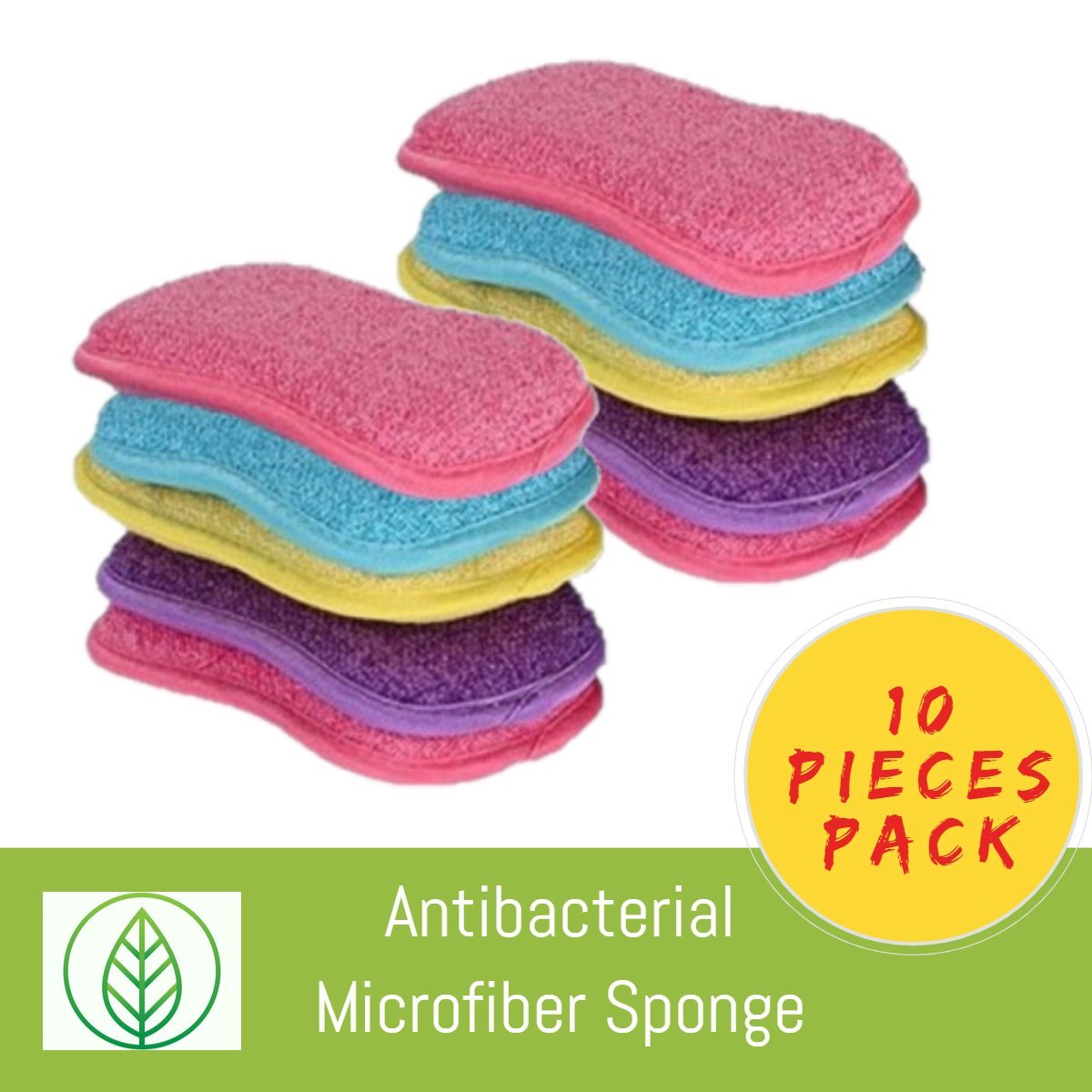 KS002-X-10-Antibacterial Microfiber Sponge-Sponge-ecofans-10-Assorted