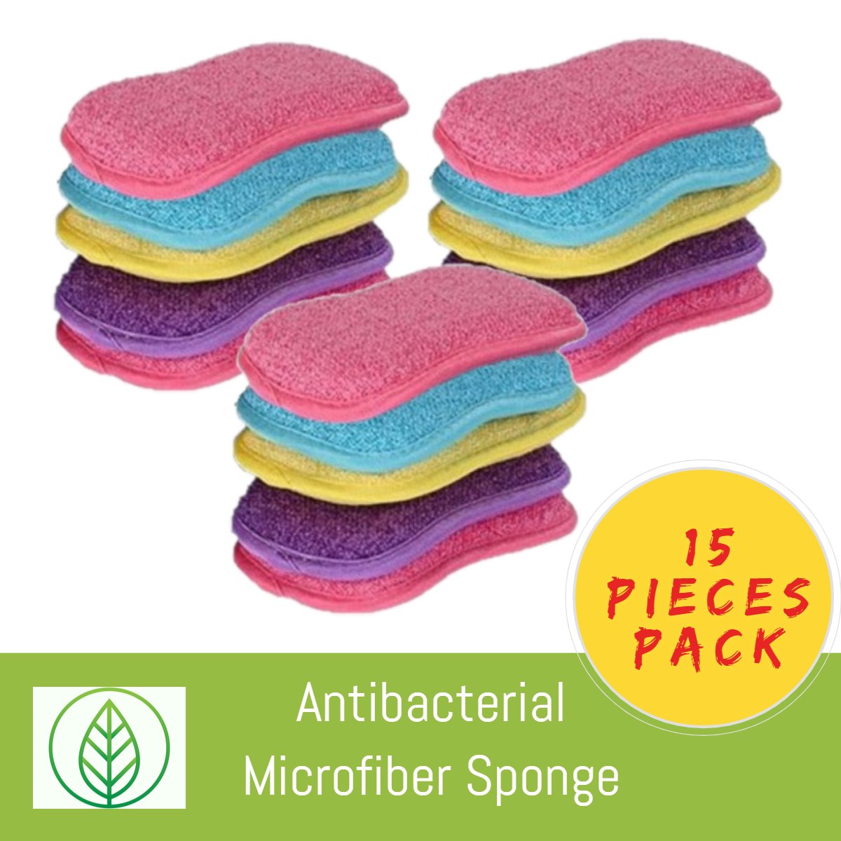 KS002-X-15-Antibacterial Microfiber Sponge-Sponge-ecofans-15-Assorted