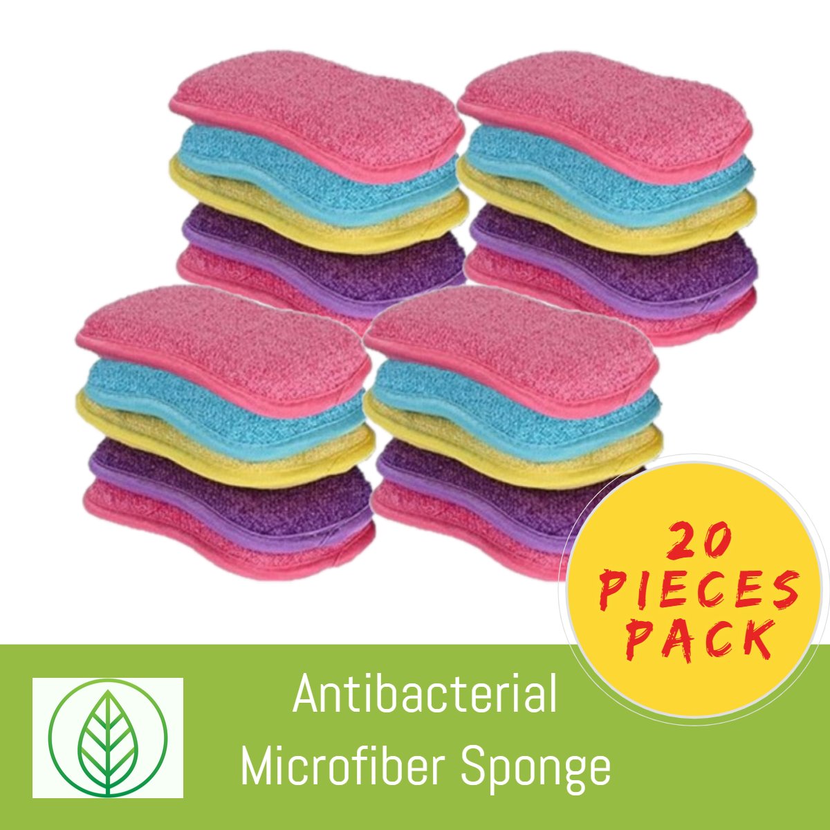 KS002-X-20-Antibacterial Microfiber Sponge-Sponge-ecofans-20-Assorted