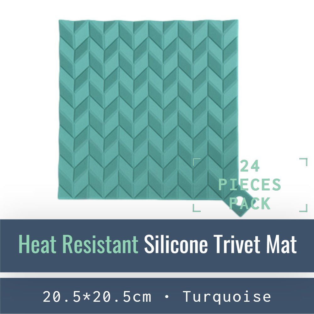 KM001-T-024- Esteiras de silicone resistentes ao calor - Trivet Mats-Mat-ecofans-24-Turquesa