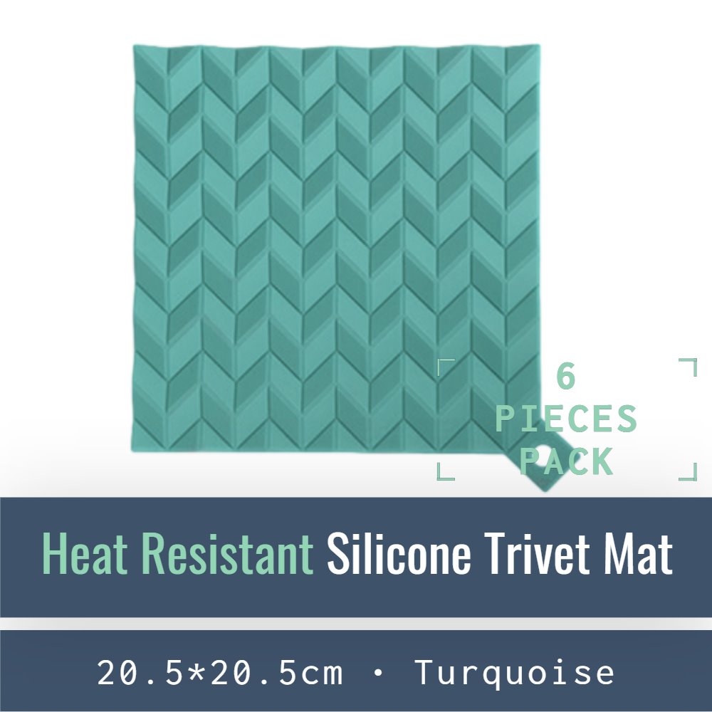 KM001-T-06- Esteiras de silicone resistentes ao calor - Trivet Mats-Mat-ecofans-6-Turquesa