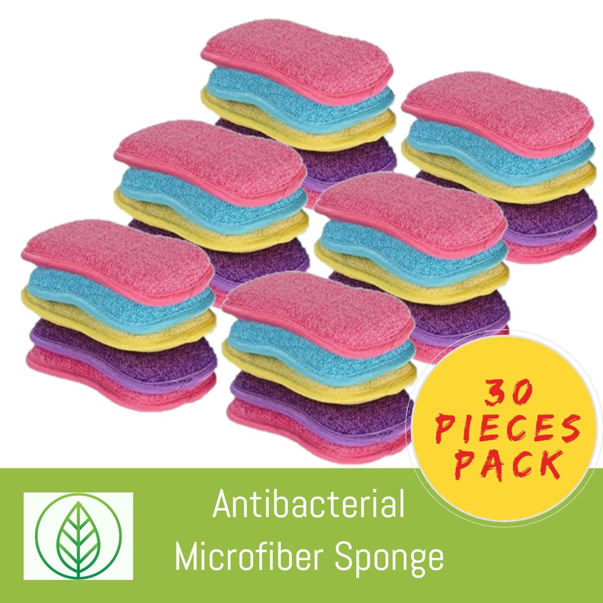 KS002-X-30-Antibacterial Microfiber Sponge-Sponge-ecofans-30-Assorted-