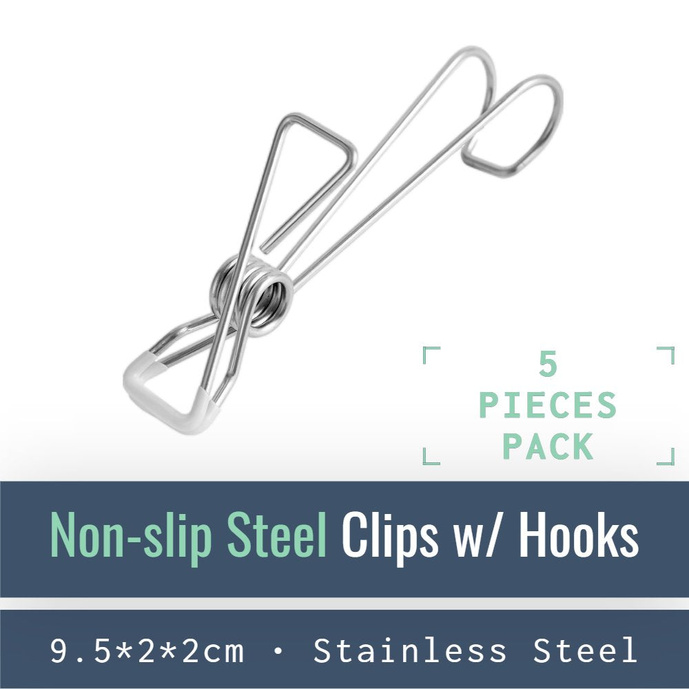 HH001-V-05-Non-Slip Stainless Steel Clips with Hanging Hooks--ecofans-5-Silver-