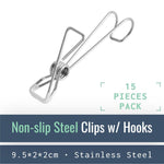 Load image into Gallery viewer, HH001-V-15-Non-Slip Stainless Steel Clips with Hanging Hooks--ecofans-15-Silver-
