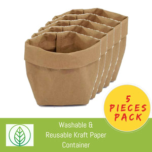 KB001-S4-05-Washable & Reusable Kraft Paper Container - Plain Colors-Bag-ecofans-5-Grey-10*10*22cm-S
