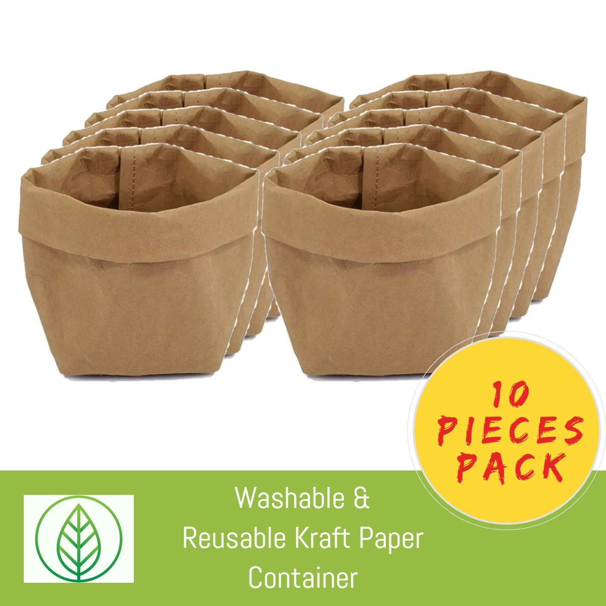 KB001-S4-10-Washable & Reusable Kraft Paper Container - Plain Colors-Bag-ecofans-10-Grey-10*10*22cm-S