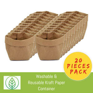 KB001-S4-20-Washable & Reusable Kraft Paper Container - Plain Colors-Bag-ecofans-20-Grey-10*10*22cm-S
