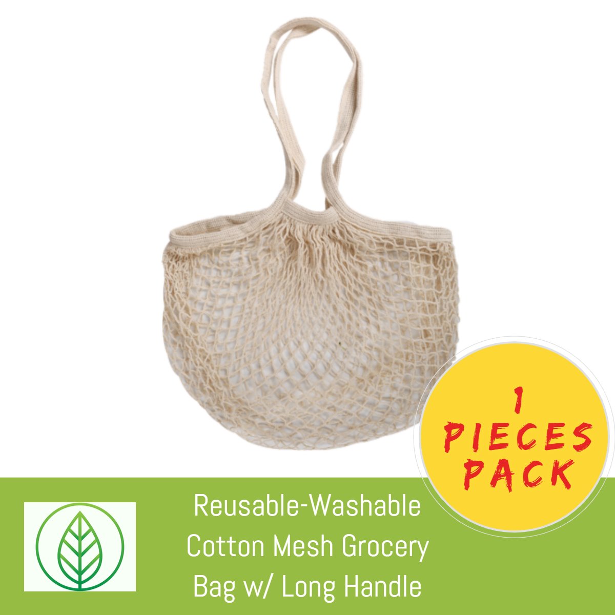 KB054-B-01-Reusable-Washable Cotton Mesh Grocery Bag w/ Long Handle-Bag-ecofans-1-Black-