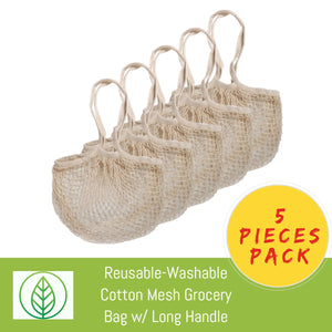 KB054-B-05-Reusable-Washable Cotton Mesh Grocery Bag w/ Long Handle-Bag-ecofans-5-Black-