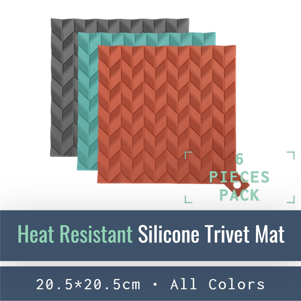KM001-A-06-Heat-Resistant Silicone Trivet Mats-Mat-ecofans-6-All Colors-