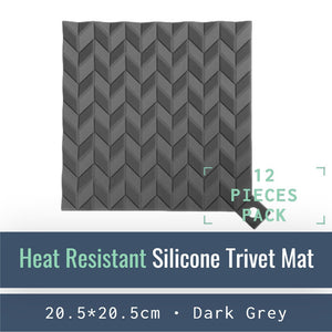 KM001-DS-12-Heat-Resistant Silicone Trivet Mats-Mat-ecofans-12-Dark Grey-