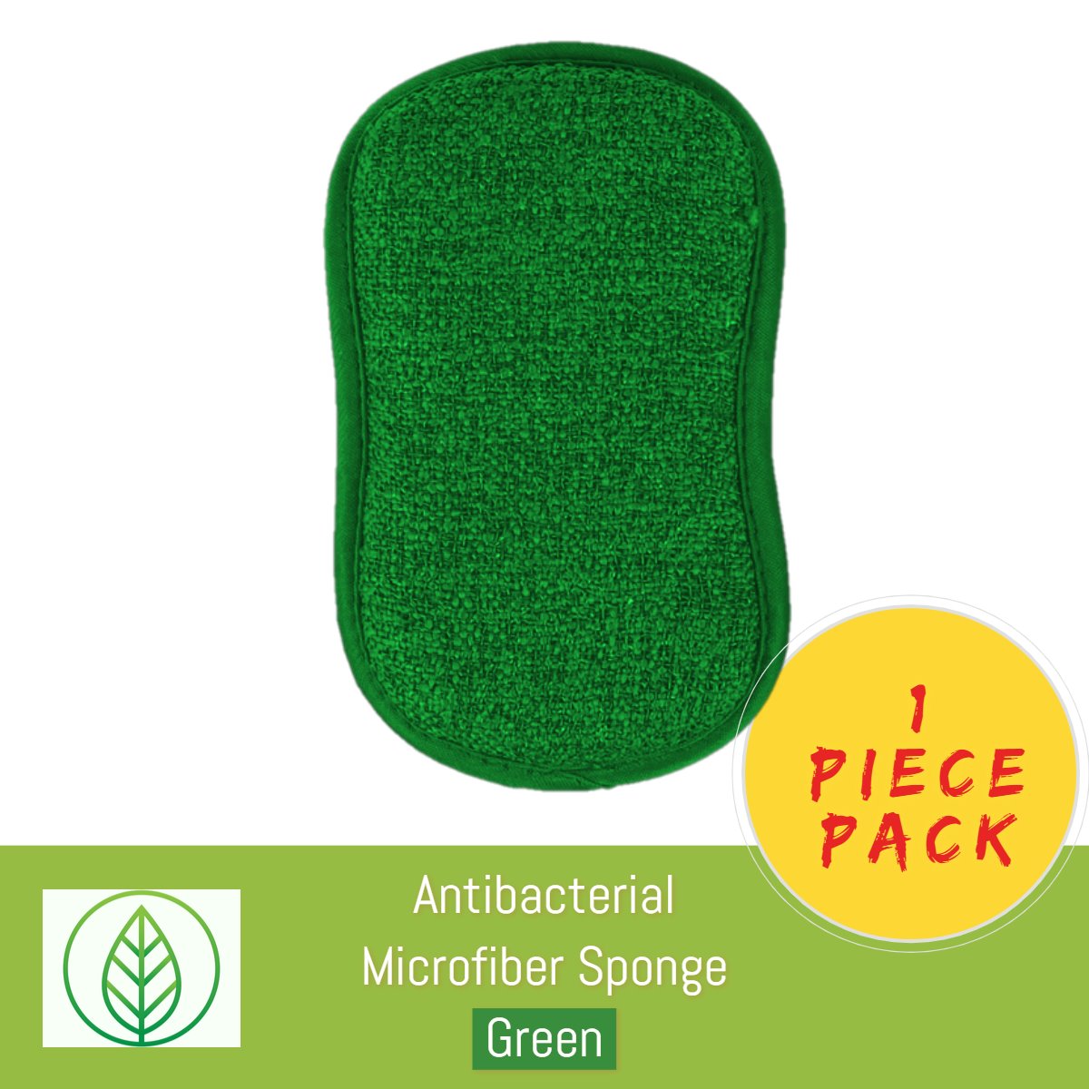 KS002-G-01-Antibacterial Microfiber Sponge-Sponge-ecofans-1-Green-