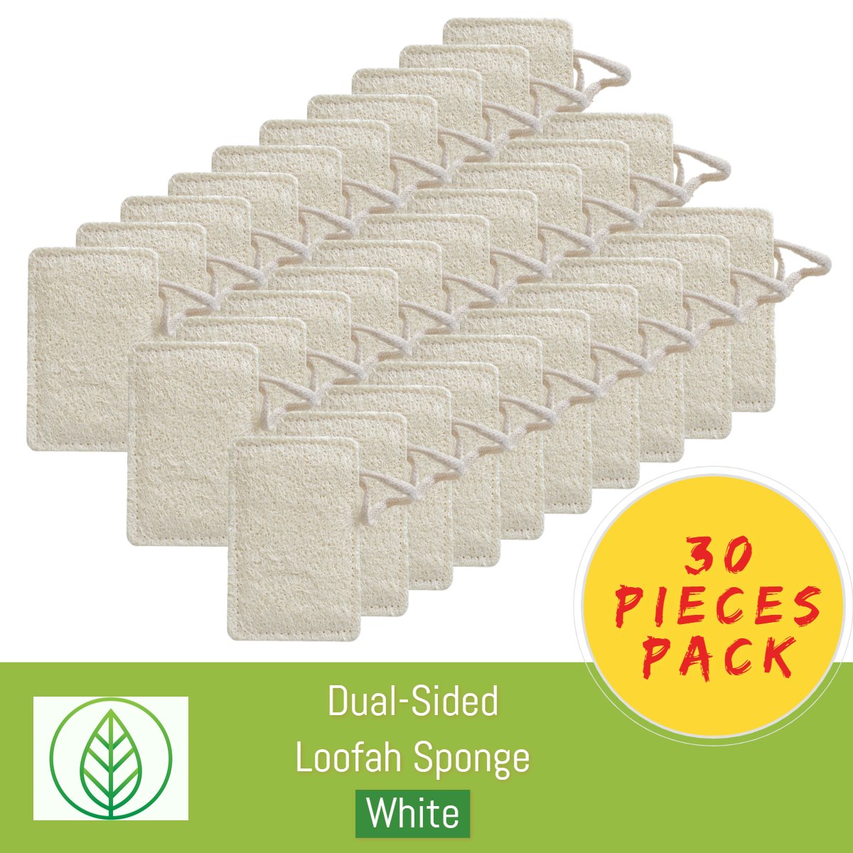 KS052-W-30-Dual-Sided Loofah Sponge--ecofans-30-White-Rectangle