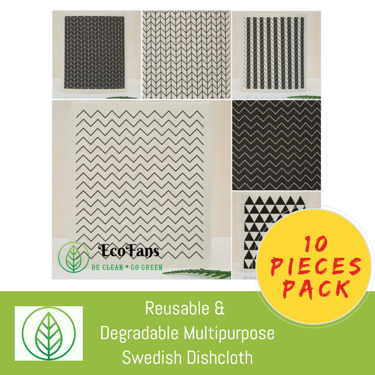 KT051-X-10-Reusable & Degradable Multipurpose Swedish Dishcloth-Cloth-ecofans-10-Tiles-