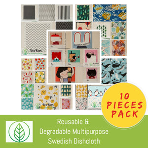 Swedish Dishcloth Cellulose Sponge Cloths - Bulk 10 Pack of Eco-Friend –  Flammi Lifestyle