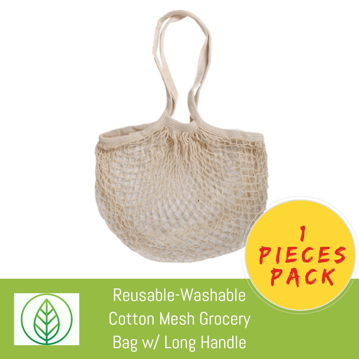KB054-B-01-Reusable-Washable Cotton Mesh Grocery Bag w/ Long Handle-Bag-ecofans-1-Black-
